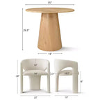 Kleines Esszimmerset für 2 Personen, beige gepolsterte Stühle, runder Esstisch mit Säulenfuß, kompakte moderne Küchenmöbel-Panipeachy