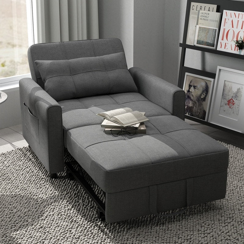 Canapé-lit convertible 3 en 1 avec réglage ajustable, fauteuil-canapé avec lit escamotable, lit pliant convertible pour le salon
