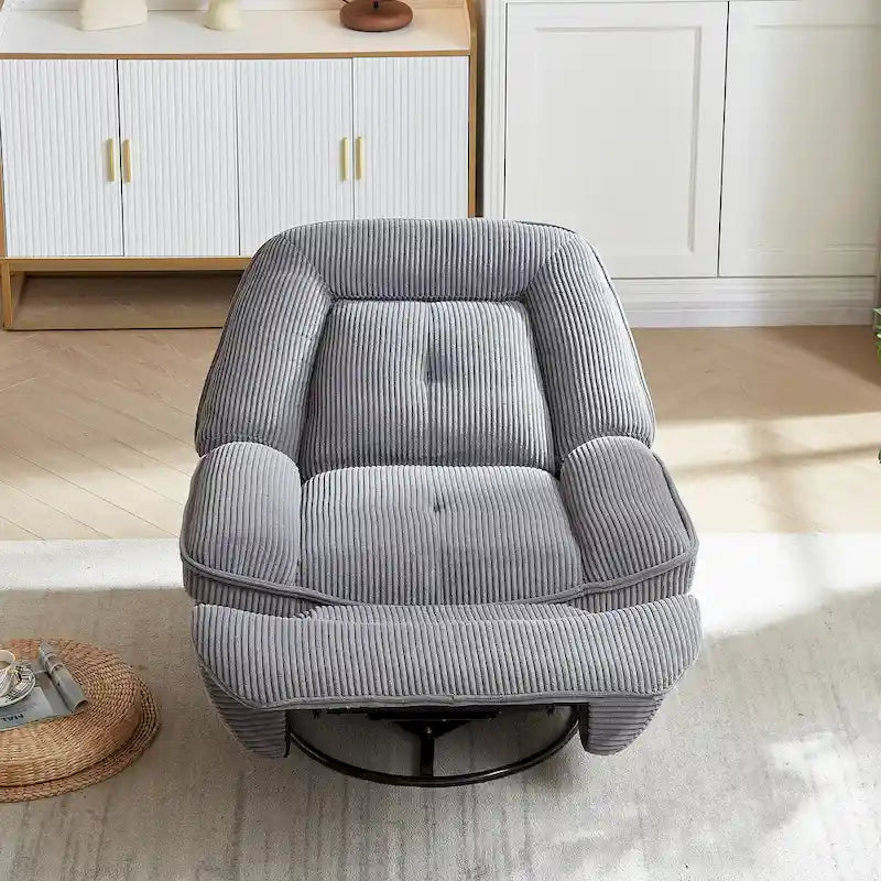 Draaibare relaxfauteuil van ribfluweel met voetensteun voor de woonkamer