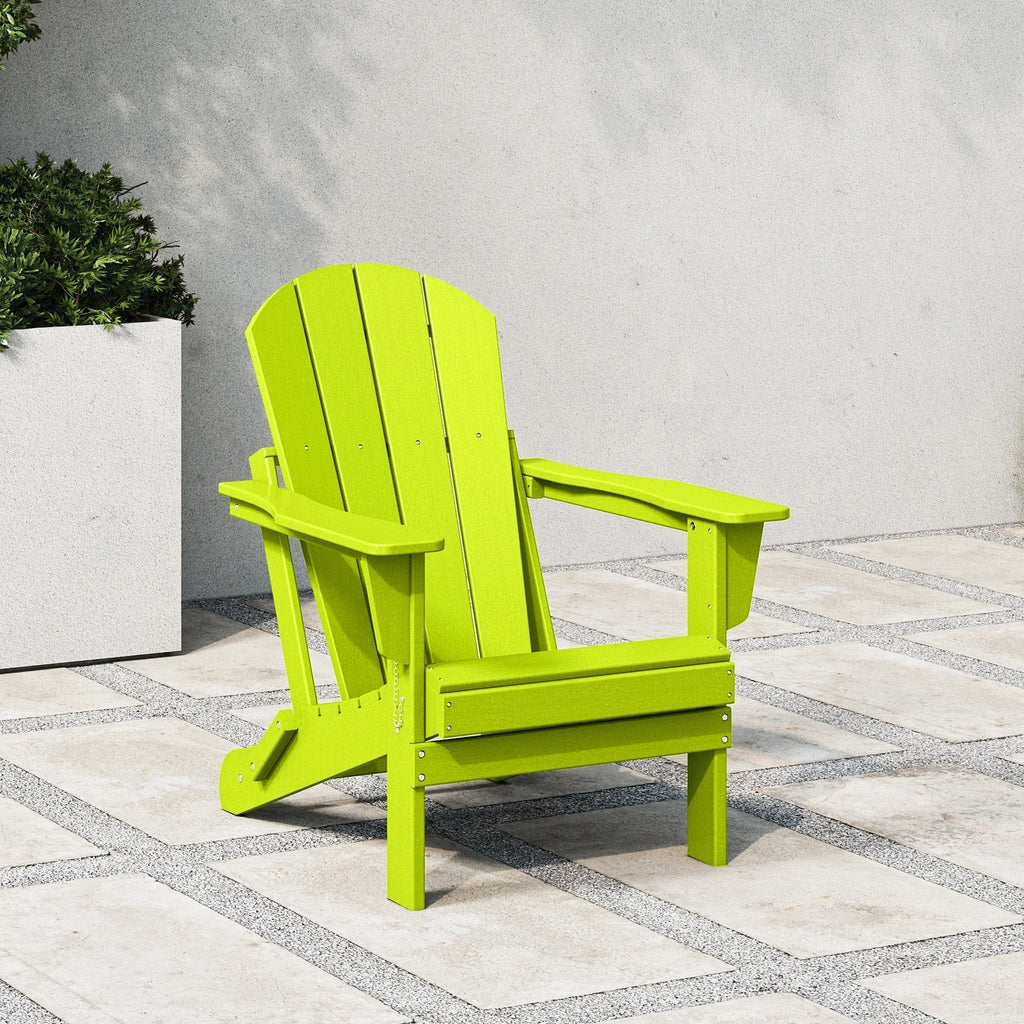 Polytrends Laguna, kleurvaste, weerbestendige, inklapbare Adirondackstoel voor buiten op het terras