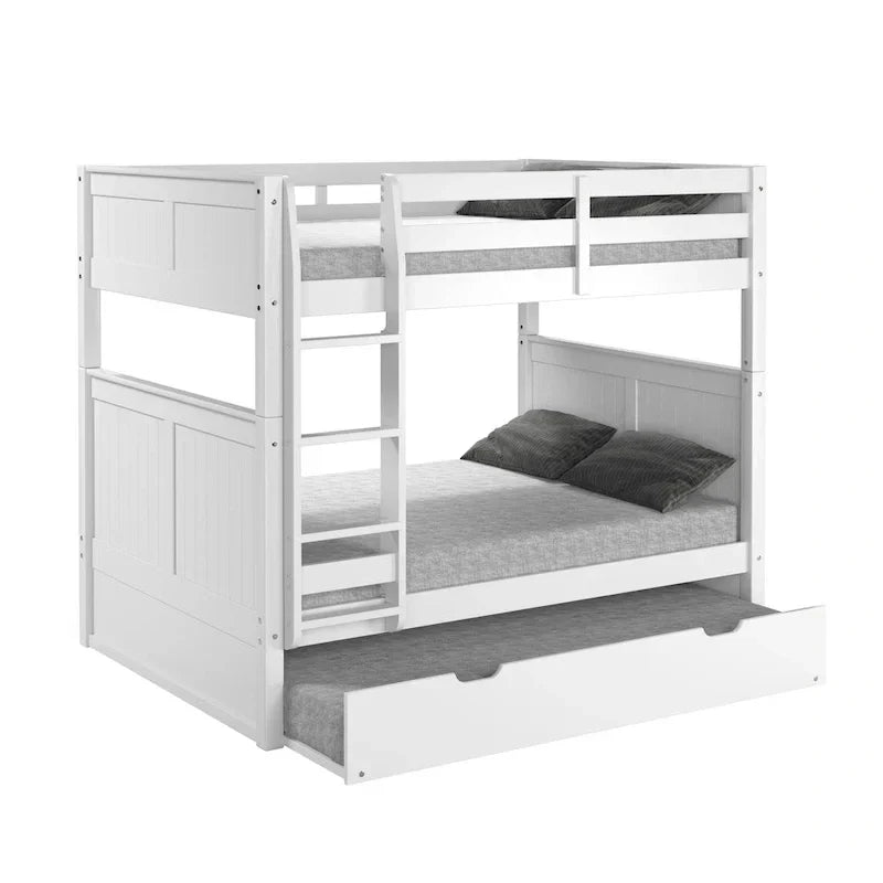 Camaflexi Etagenbett in Full-Größe mit zwei Full-Betten und ausziehbarem Twin-Bett - Paneel-Kopfteil