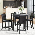 Modern 5-Piece Dining Set with Square Counter Height Table & 4 Upholstered Chairs