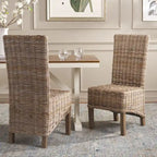 Set aus 2 Esszimmerstühlen aus naturbelassenem Rattan, 19W x 22D x 41H, Boho-Küstenstil