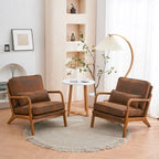 Tapicerowany fotel akcentowy w stylu mid-century modern