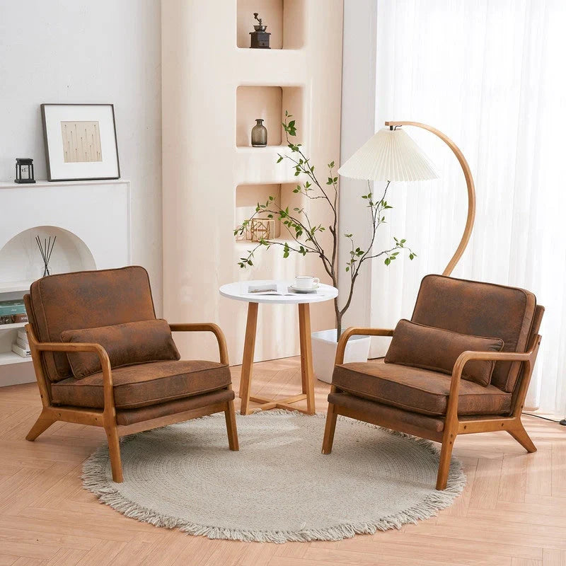 Tapicerowany fotel akcentowy w stylu mid-century modern