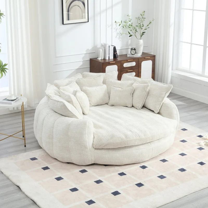 Comfortabele tweezits slaapbank met afgeronde rugleuning, extra grote slaapbank met armleuningen