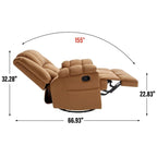 Fauteuil inclinable manuel vert surdimensionné avec fonction pivotante et à bascule, revêtement en tissu