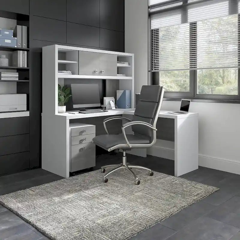 Echo L-vormig bureau met opzetkast en laden