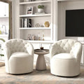 Lot de 2 fauteuils tonneaux modernes pivotants à 360 degrés, revêtement en velours et dossier capitonné à boutons SEYNAR