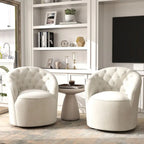 Lot de 2 fauteuils tonneaux modernes pivotants à 360 degrés, revêtement en velours et dossier capitonné à boutons SEYNAR