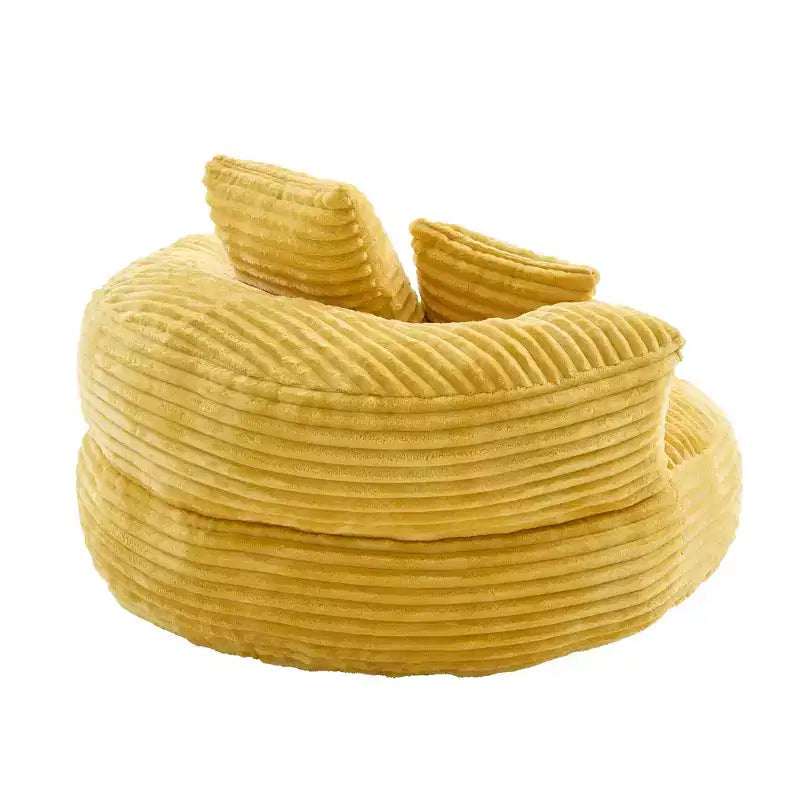 Sofa typu bean bag dla dorosłych i dzieci, duży fotel typu bean bag z sztruksu, 3 poduszkami i podłokietnikami do salonu lub sypialni