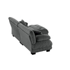 L-vormige loveseat, hoekbank van chenille met lendenkussens