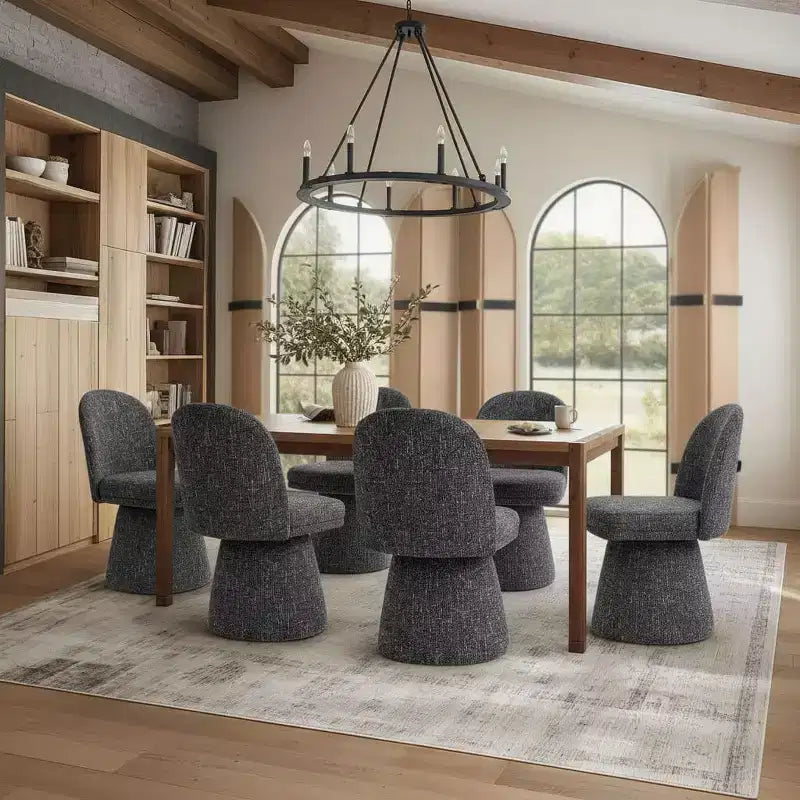 Set aus 6 modernen, um 360° drehbaren Esszimmerstühlen ohne Armlehnen mit säulenförmigem Fuß, elegante Akzentstühle für Küche, Esszimmer oder Büro-Panipeachy
