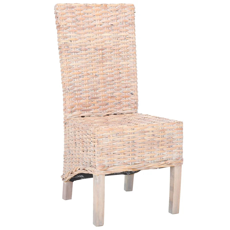 Set aus 2 Esszimmerstühlen aus naturbelassenem Rattan, 19W x 22D x 41H, Boho-Küstenstil
