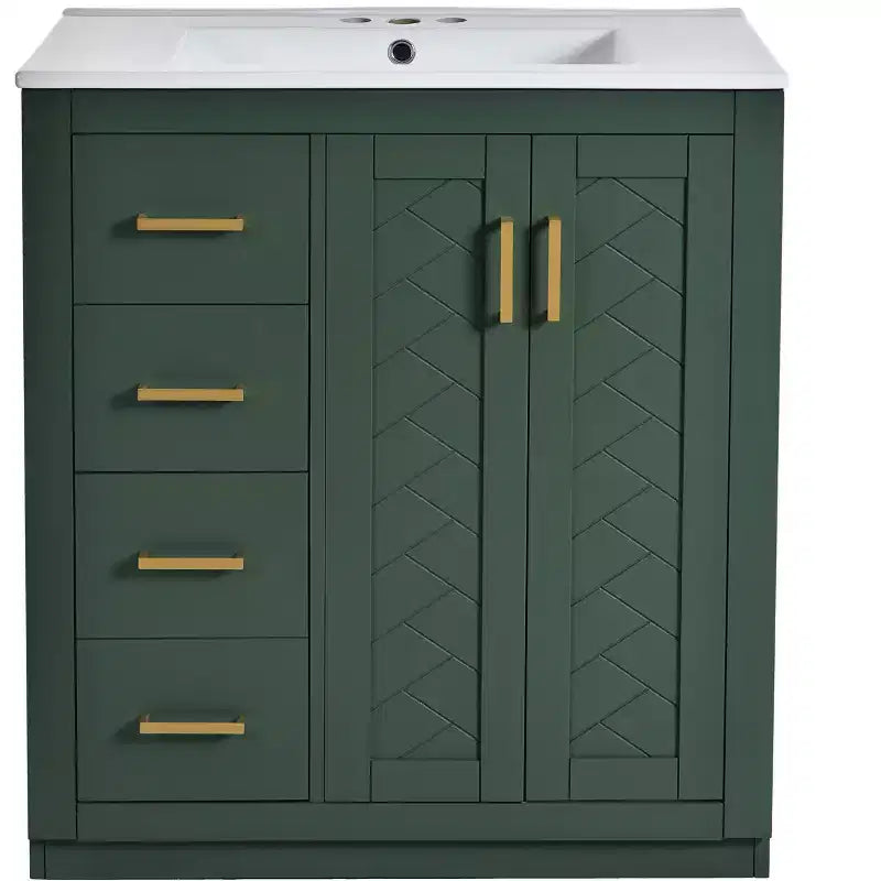 30 Badezimmer-Waschtischunterschrank mit einem Waschbecken, Schrank und 3 Schubladen ??Schwarz / Blau / Grün / Indigo / Weiß