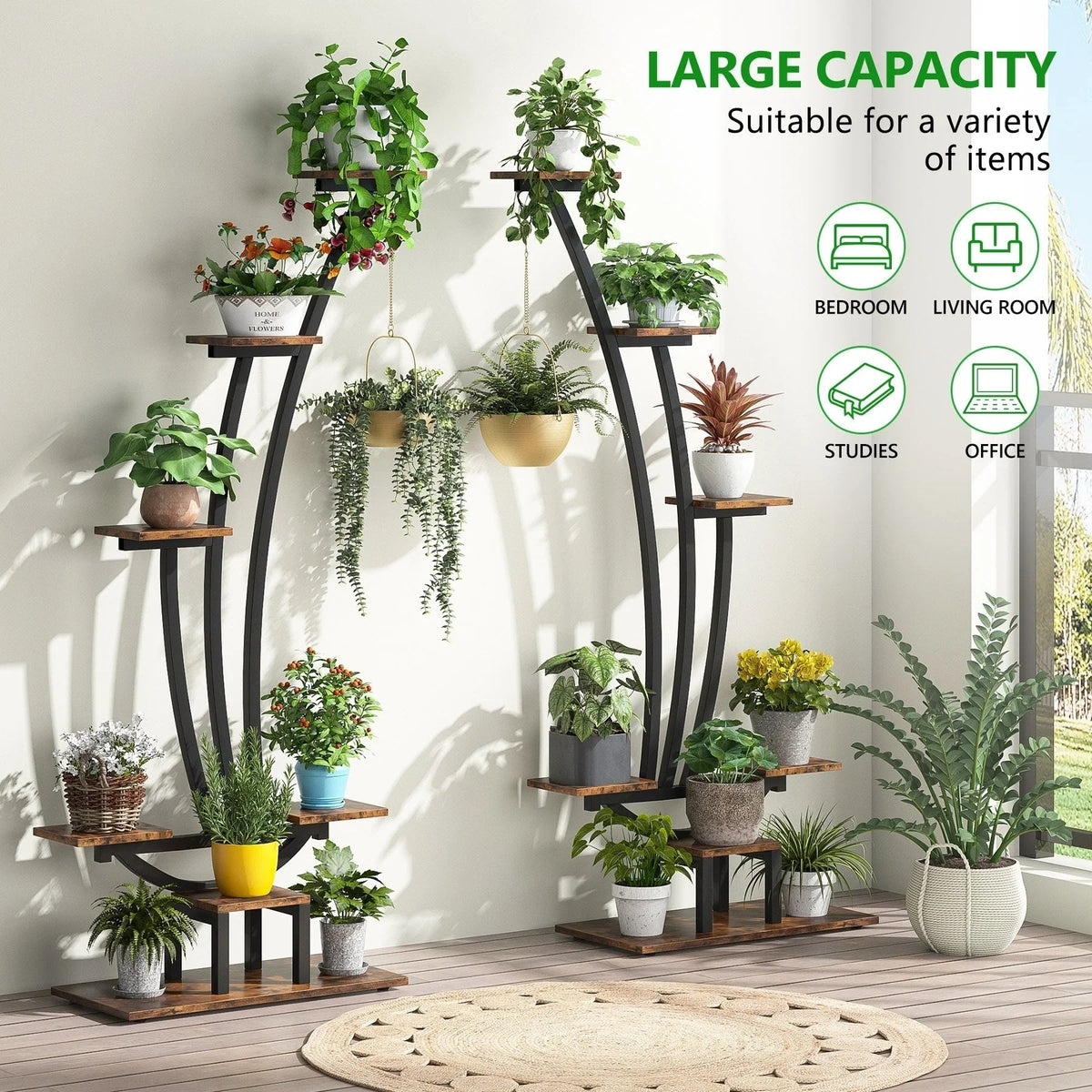 Pflanzenständer für Innenräume, sechsstufiges Blumenregal für Haus und Garten - 2er-Set
