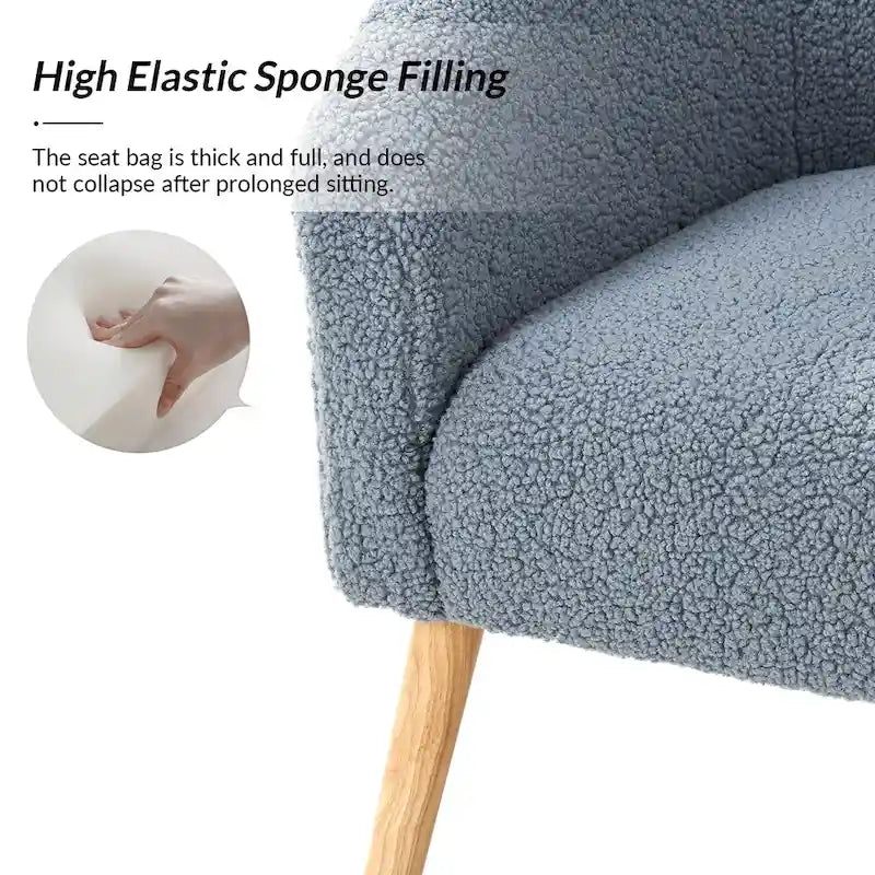 Moderne Sheila-fauteuil van bouclé met een breedte van 30 W en poten van massief hout, set van 2, van HULALA HOME