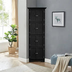 Tall Corner Storage Cabinet with 8 Doors and 4 Shelves