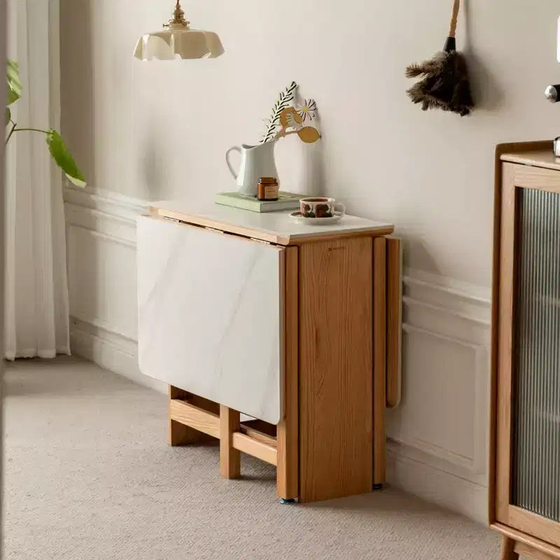 GDFStudio Agatha moderne massief houten klaptafel voor 4-6 personen met blad van natuursteen