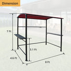 Abri de barbecue extérieur avec auvent, structure en acier, 5 ft. x 8 ft.