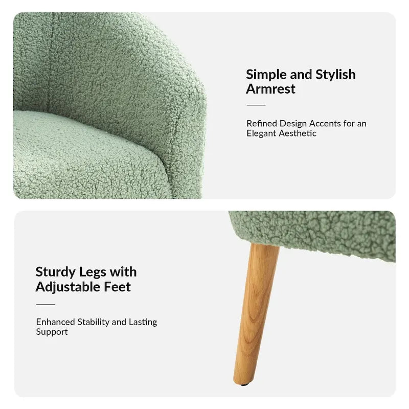 Moderne Sheila-fauteuil van bouclé met een breedte van 30 W en poten van massief hout, set van 2, van HULALA HOME