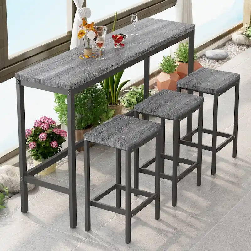 Bartisch-Set mit 3 Hockern