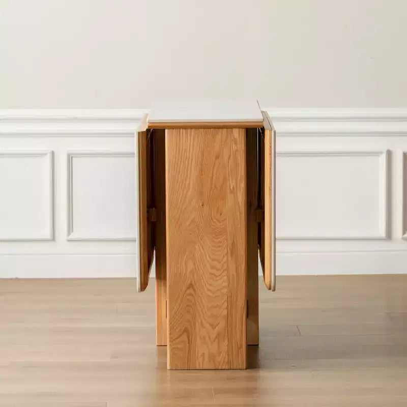 GDFStudio Agatha moderne massief houten klaptafel voor 4-6 personen met blad van natuursteen
