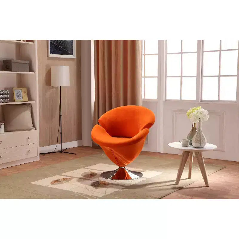 Manhattan Comfort set van 4 draaibare tulpenstoelen, oranje/geel: fluwelen bekleding, geen montage vereist