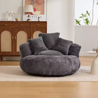 Sofa typu bean bag dla dorosłych i dzieci, duży fotel typu bean bag z sztruksu, 3 poduszkami i podłokietnikami do salonu lub sypialni
