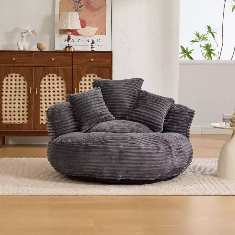 Sofa typu bean bag dla dorosłych i dzieci, duży fotel typu bean bag z sztruksu, 3 poduszkami i podłokietnikami do salonu lub sypialni