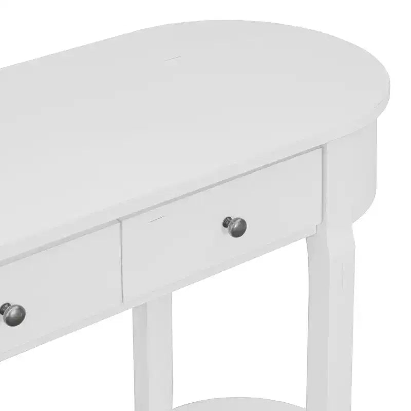 Console rustique Whisen, table d’entrée et table d’appoint avec façade de tiroir cannelée