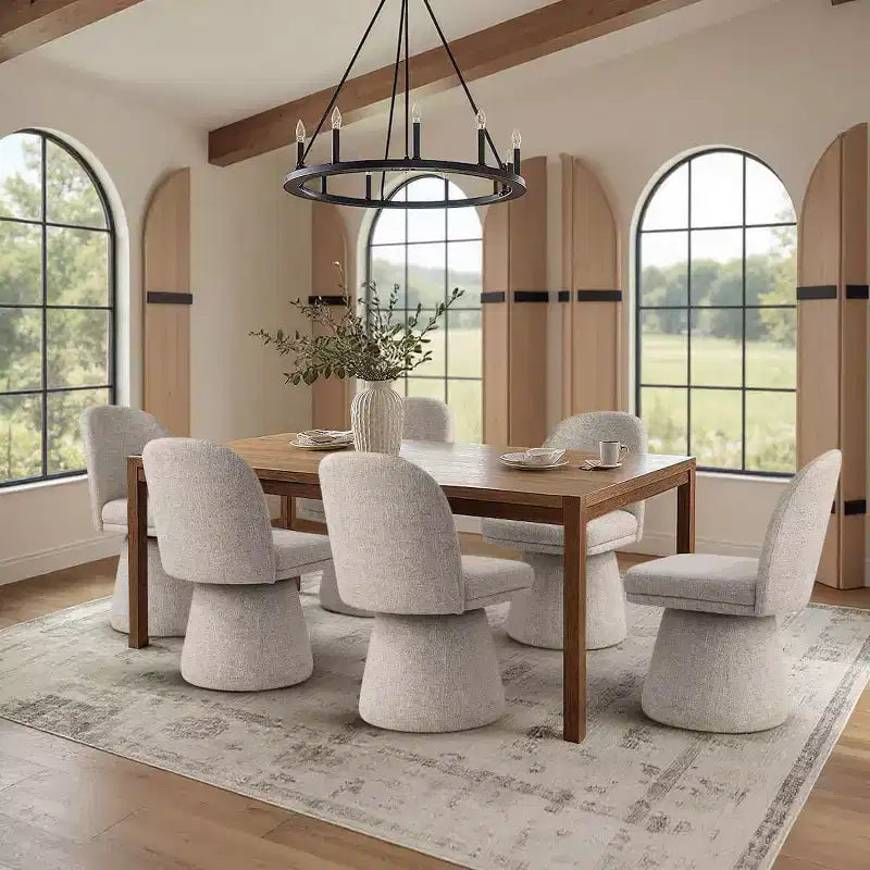 Set aus 6 modernen, um 360° drehbaren Esszimmerstühlen ohne Armlehnen mit säulenförmigem Fuß, elegante Akzentstühle für Küche, Esszimmer oder Büro-Panipeachy