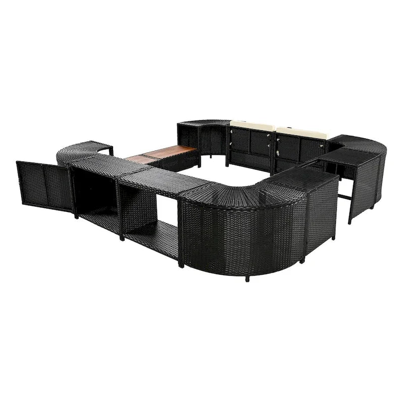 Spa Surround Spa-frame, vierkante modulaire loungeset voor buiten van rotan