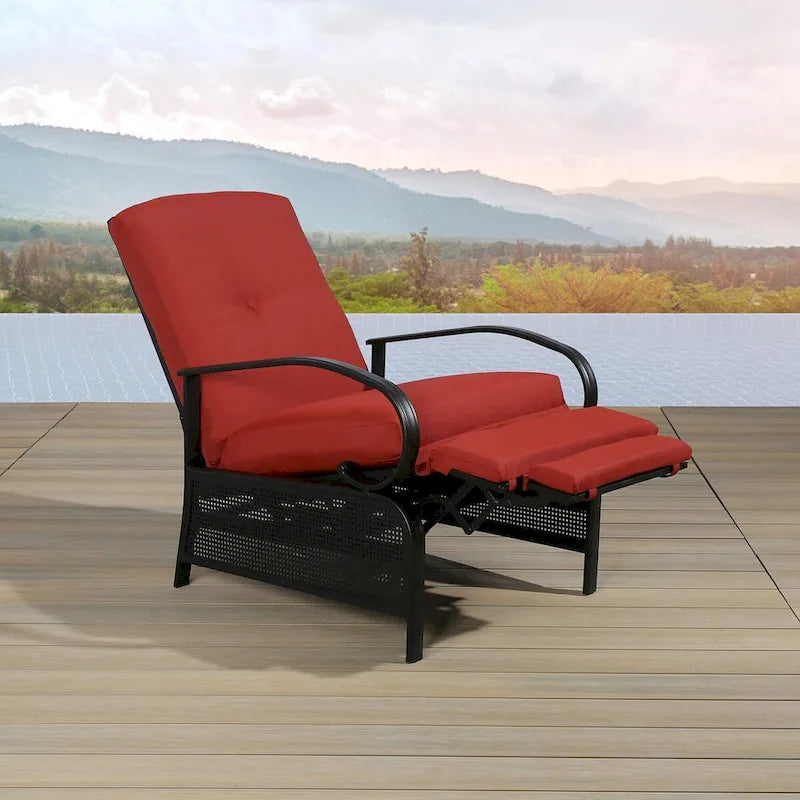 Verstelbare relaxfauteuil voor terras, loungebank met kussen - 38 (D) x 26.5 (W) x 38.5 (H) INCH