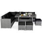 Costway 7-delige diningset van rotan voor het terras, modulaire bank, sofa en voetenbank - bekijk de details