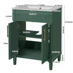 Meuble-lavabo de salle de bains 24 avec lavabo en céramique, meuble de style Shaker, 2 portes à fermeture amortie, structure en bois massif pour petite salle de bains ou salle d'eau