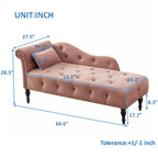 Moderne Chaiselongue, 60.6, mit Samtbezug, Knopfheftung, Beinen aus Massivholz und Ziernägeln