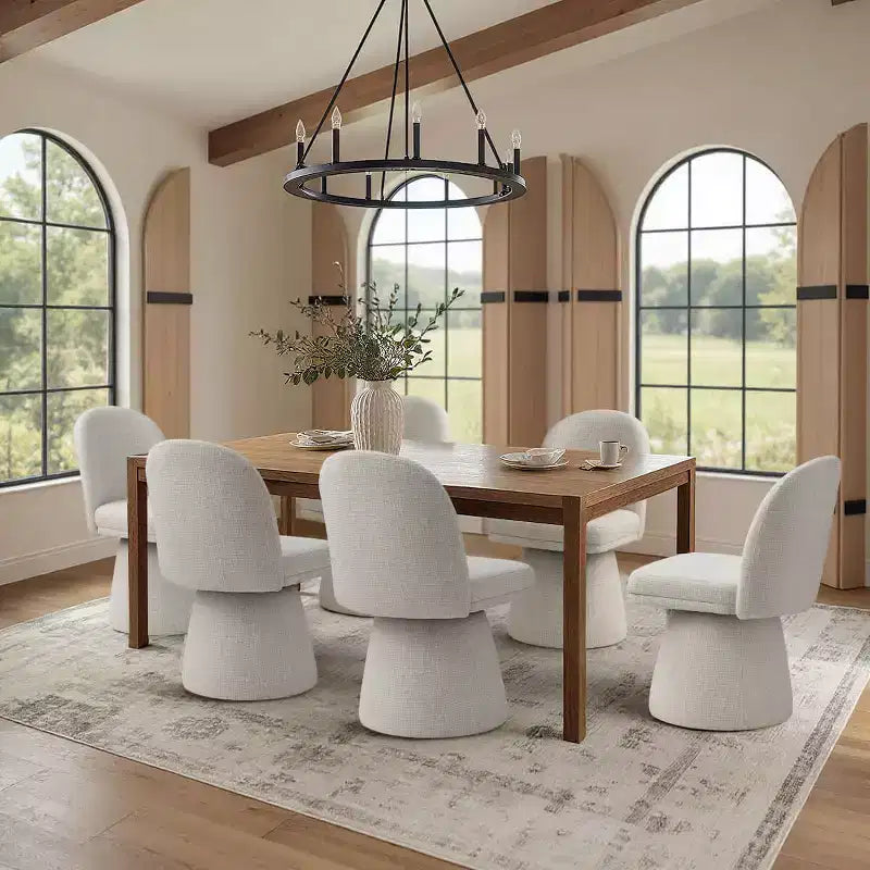 Set aus 6 modernen, um 360° drehbaren Esszimmerstühlen ohne Armlehnen mit säulenförmigem Fuß, elegante Akzentstühle für Küche, Esszimmer oder Büro-Panipeachy