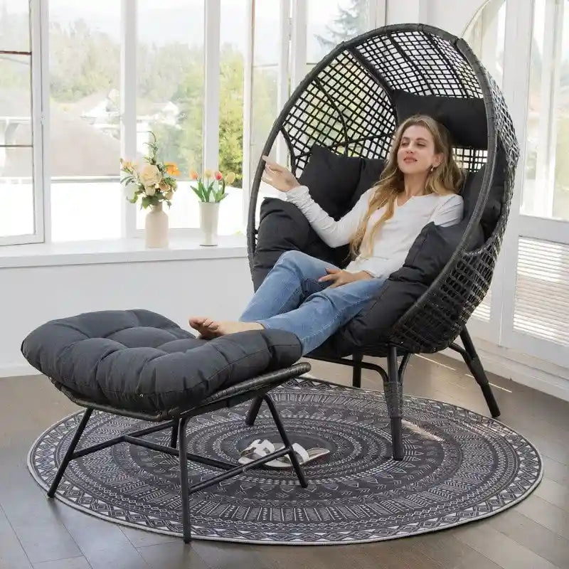 FINCATI eistoel voor binnen, eistoel voor buiten met draagvermogen van 440 lbs, extra grote eistoel met voetenbank, luxe comfortabele eistoel met voetensteun