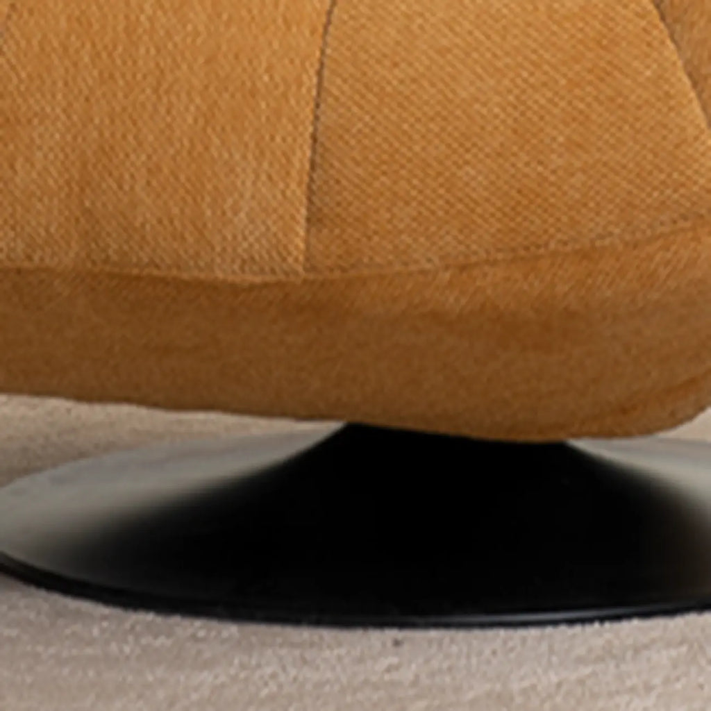 Fauteuil d'appoint pivotant en tissu chenille jaune capitonné