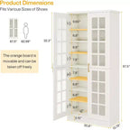 Hoge schoenenkast van Lantine met deuren, schoenenopbergruimte met 8 niveaus en verstelbare planken, moderne schoenenkast voor hal, kledingkast of woonkamer, wit