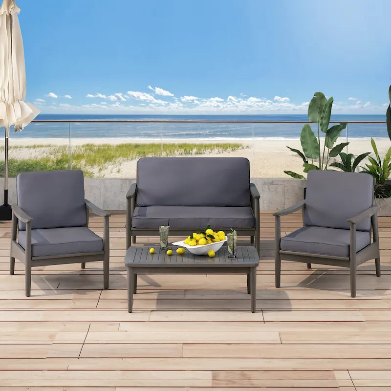 Ensemble de salon de jardin 4 places en bois d’acacia Willowbrook de Christopher Knight Home