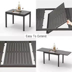 Okak Esstisch, ausziehbarer Gartentisch aus Aluminium, Küchentisch für das Esszimmer