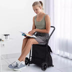 Acekool 2-in-1 klappbarer Transportwagen mit abnehmbarer wasserdichter Tasche, dickem Sitzpolster und verstellbarem rutschfestem Griff, Schwarz