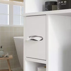 HOMCOM opbergkast boven het toilet, moderne badkamerorganizer met 2 deuren, toiletrolhouder en vrijstaand ruimtebesparend ontwerp