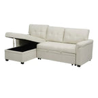 Canapé d’angle convertible et réversible avec lit escamotable, méridienne avec rangement dissimulé et pieds robustes