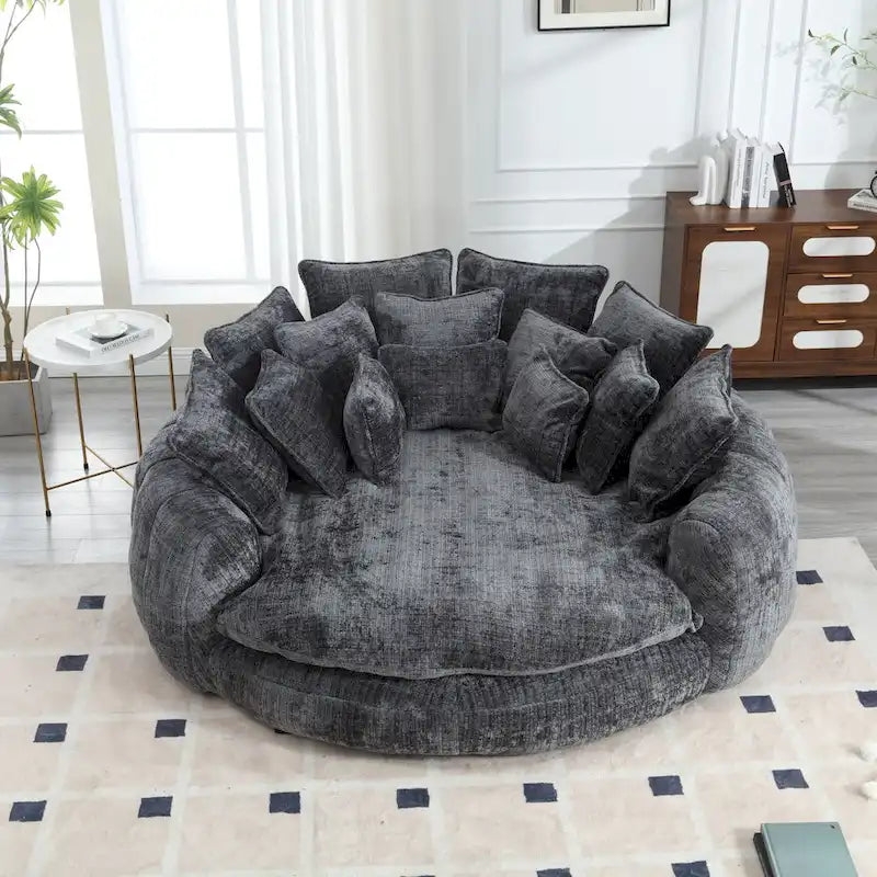 Comfortabele tweezits slaapbank met afgeronde rugleuning, extra grote slaapbank met armleuningen
