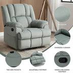 Fauteuil inclinable manuel vert surdimensionné avec fonction pivotante et à bascule, revêtement en tissu