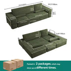 Modulares Cloud-Ecksofa, bequemes Cord-Ecksofa mit tiefer Sitzfläche und hohen Kissen, einfach zu montieren