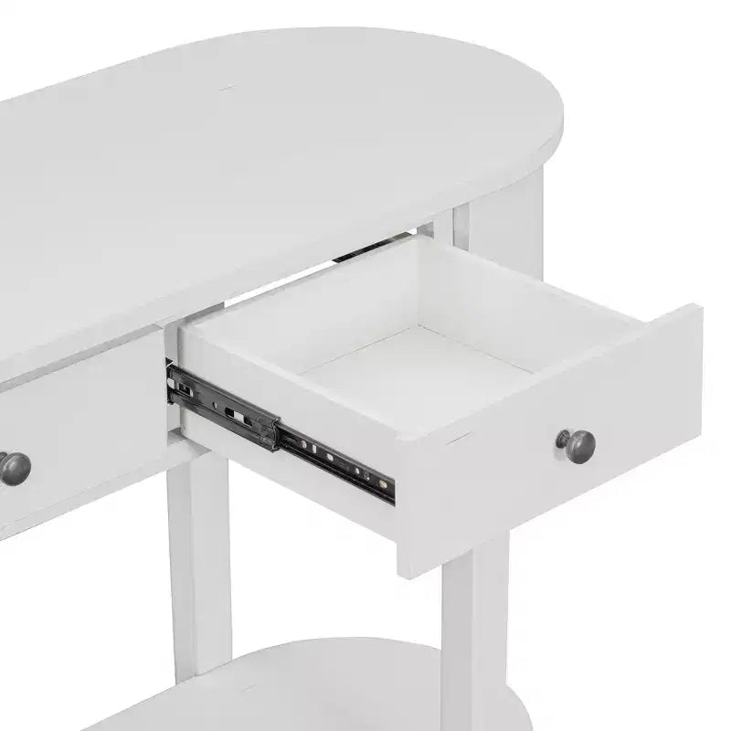 Console rustique Whisen, table d’entrée et table d’appoint avec façade de tiroir cannelée